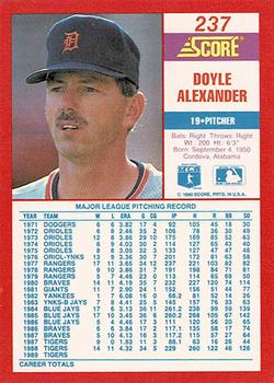 1990 Score - Promos #237 Doyle Alexander Back