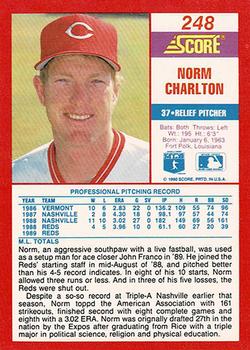 1990 Score - Promos #248 Norm Charlton Back