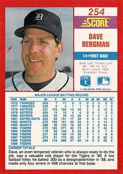 1990 Score - Promos #254 Dave Bergman Back