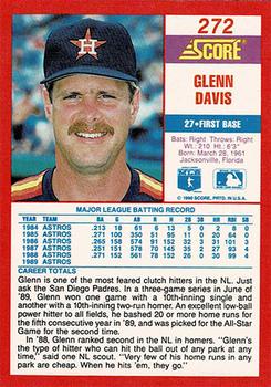 1990 Score - Promos #272 Glenn Davis Back