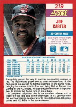 1990 Score - Promos #319 Joe Carter Back
