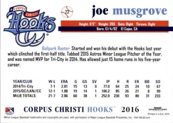 2016 Grandstand Corpus Christi Hooks #19 Joe Musgrove Back