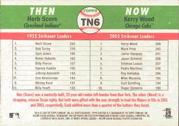 2004 Topps Heritage - Then & Now #TN6 Herb Score / Kerry Wood Back