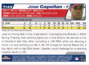 2004 Topps Traded & Rookies - Chrome Refractors #T143 Jose Capellan Back