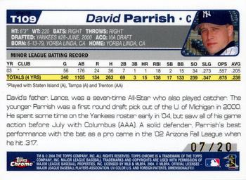 2004 Topps Traded & Rookies - Chrome X-Fractors #T109 David Parrish Back