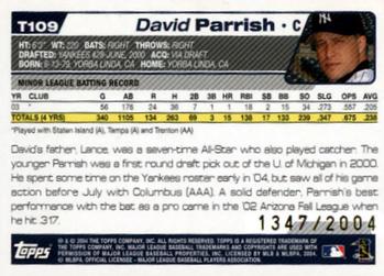 2004 Topps Traded & Rookies - Gold #T109 David Parrish Back