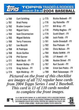 2004 Topps Traded & Rookies - Checklists Puzzle Blue Backs #13 Checklist 3 of 10 Back