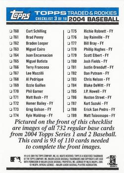 2004 Topps Traded & Rookies - Checklists Puzzle Blue Backs #93 Checklist 3 of 10 Back