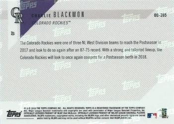 2018 Topps Now Road to Opening Day Colorado Rockies #OD-395 Charlie Blackmon Back