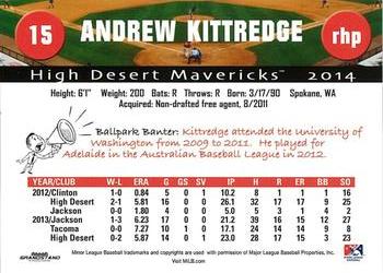 2014 Grandstand High Desert Mavericks #NNO Andrew Kittredge Back