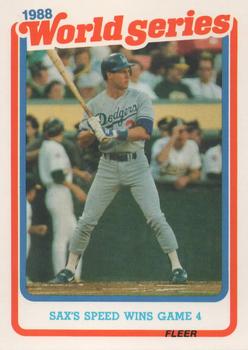 1989 Fleer - World Series Glossy #9 Sax's Speed Wins Game 4 Front
