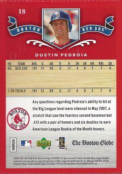 2007 Upper Deck Boston Globe Red Sox #18 Dustin Pedroia Back