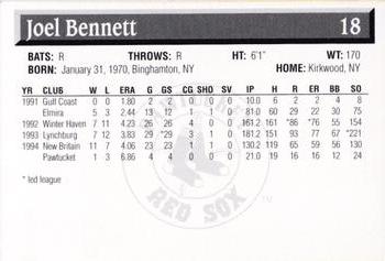1995 Pawtucket Red Sox #18 Joel Bennett Back