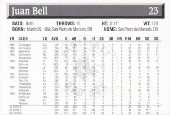 1995 Pawtucket Red Sox #23 Juan Bell Back