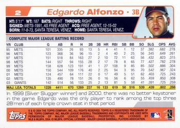 2004 Topps Opening Day #2 Edgardo Alfonzo Back