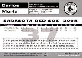 2004 Grandstand Sarasota Red Sox #NNO Carlos Morla Back