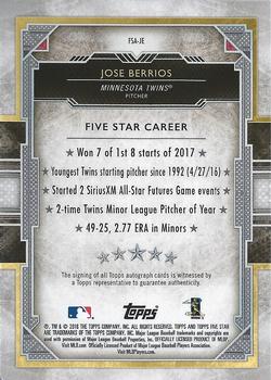 2018 Topps Five Star #FSA-JE Jose Berrios Back
