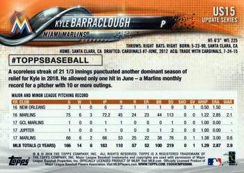 2018 Topps Update #US15 Kyle Barraclough Back