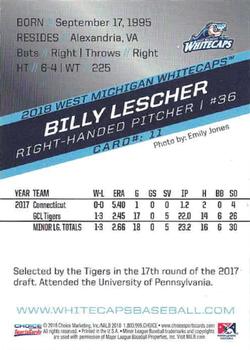 2018 Choice West Michigan Whitecaps #11 Billy Lescher Back