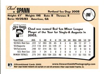 2005 Grandstand Portland Sea Dogs Update #NNO Chad Spann Back