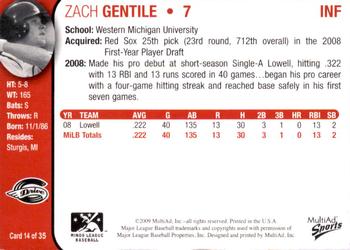 2009 MultiAd Greenville Drive #14 Zach Gentile Back