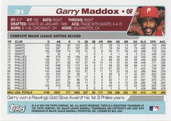 2004 Topps Retired Signature Edition #31 Garry Maddox Back