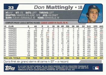2004 Topps Retired Signature Edition #33 Don Mattingly Back