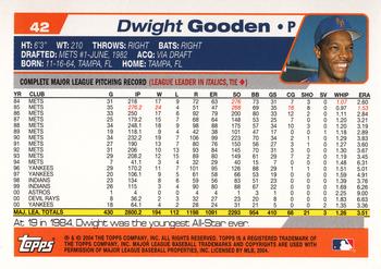 2004 Topps Retired Signature Edition #42 Dwight Gooden Back
