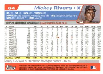 2004 Topps Retired Signature Edition #64 Mickey Rivers Back