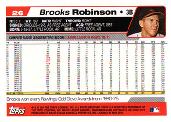 2004 Topps Retired Signature Edition #26 Brooks Robinson Back