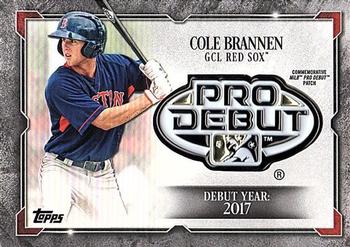 2018 Topps Pro Debut - Distinguished Debut Manufactured Patch #DD-CB Cole Brannen Front