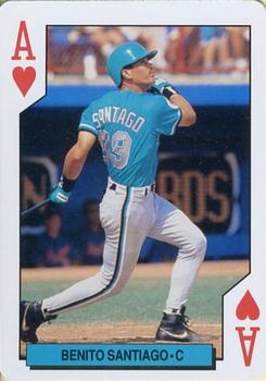 1993 Bicycle Florida Marlins Playing Cards #A♥ Benito Santiago Front