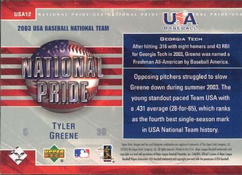 2004 Upper Deck - National Pride #USA12 Tyler Greene Back