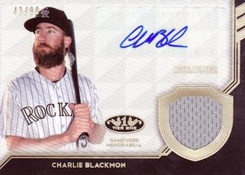 2018 Topps Tier One - Autographed Tier One Relics #AT1R-CB Charlie Blackmon Front