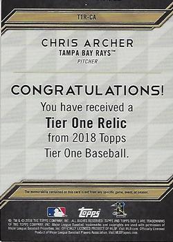 2018 Topps Tier One - Tier One Relics #T1R-CA Chris Archer Back