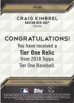 2018 Topps Tier One - Tier One Relics #T1R-CKI Craig Kimbrel Back