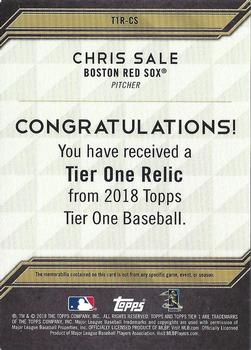 2018 Topps Tier One - Tier One Relics #T1R-CS Chris Sale Back