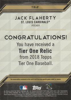 2018 Topps Tier One - Tier One Relics #T1R-JF Jack Flaherty Back