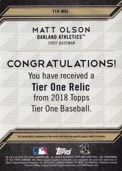 2018 Topps Tier One - Tier One Relics #T1R-MOL Matt Olson Back