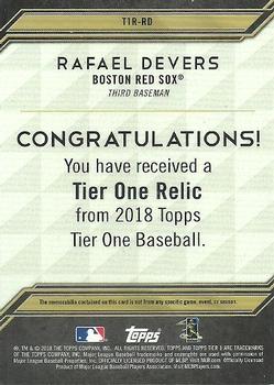 2018 Topps Tier One - Tier One Relics #T1R-RD Rafael Devers Back