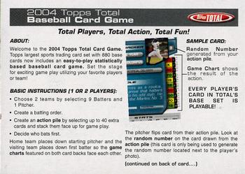 2004 Topps Total #NNO Game Instructions Back