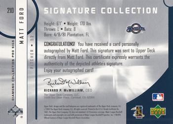 2004 Upper Deck Diamond Collection Pro Sigs - Signature Blue Ink #210 Matt Ford Back