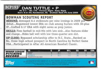 2010 Bowman Chrome - Prospects Autographs #BCP193 Dan Tuttle Back