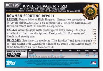 2010 Bowman Chrome - Prospects Autographs Refractors #BCP195 Kyle Seager Back