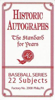 2013 Historic Autographs Originals #NNO Roger Peckinpaugh Back