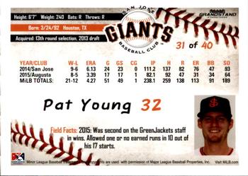 2016 Grandstand San Jose Giants #31 Pat Young Back