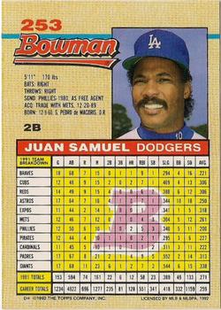 1992 Bowman #253 Juan Samuel Back
