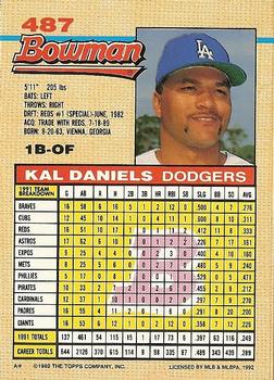 1992 Bowman #487 Kal Daniels Back