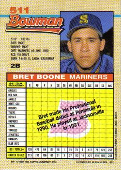1992 Bowman #511 Bret Boone Back
