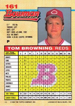 1992 Bowman #161 Tom Browning Back